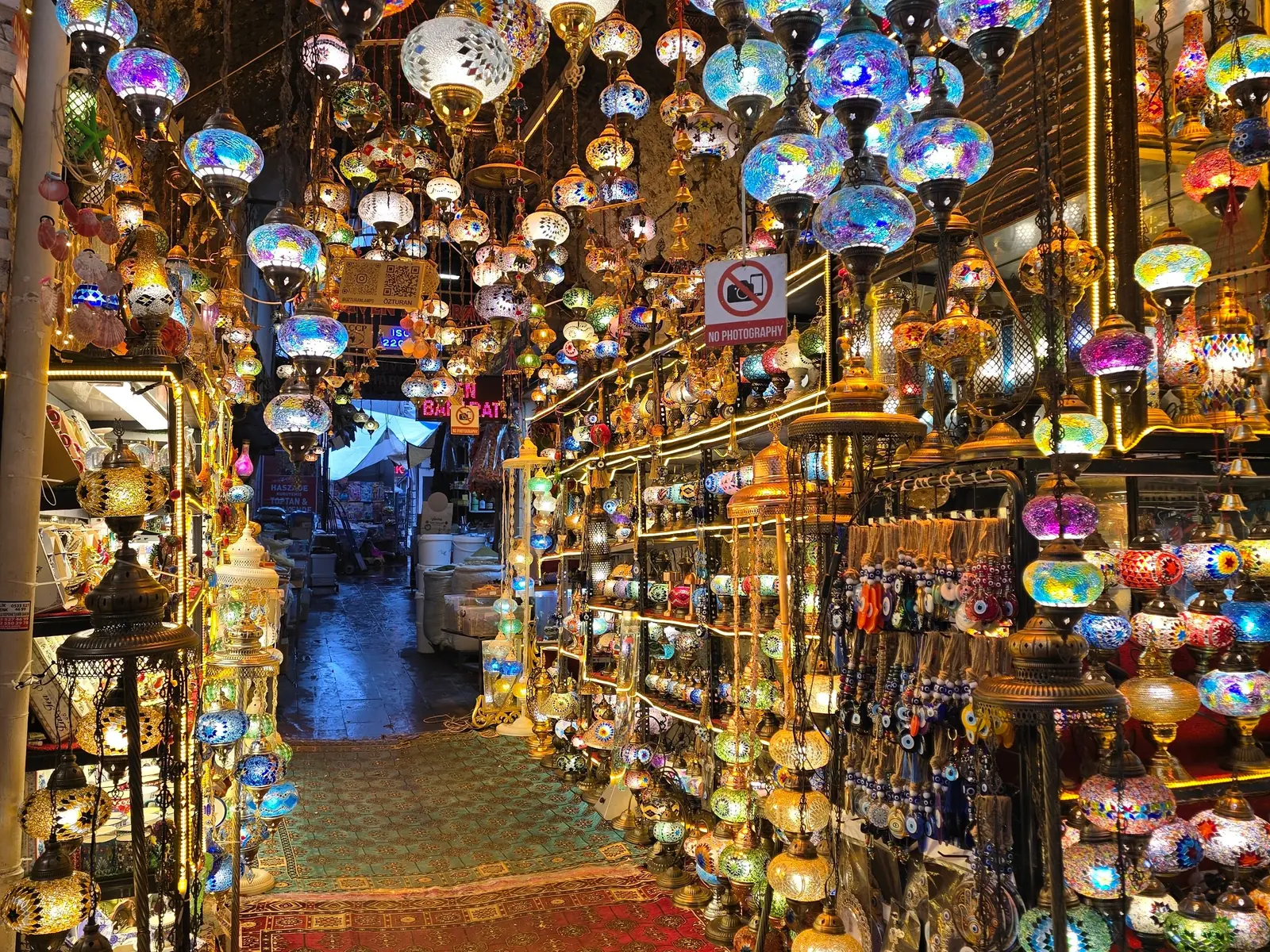 Grand Bazaar interior with traditional lamps
